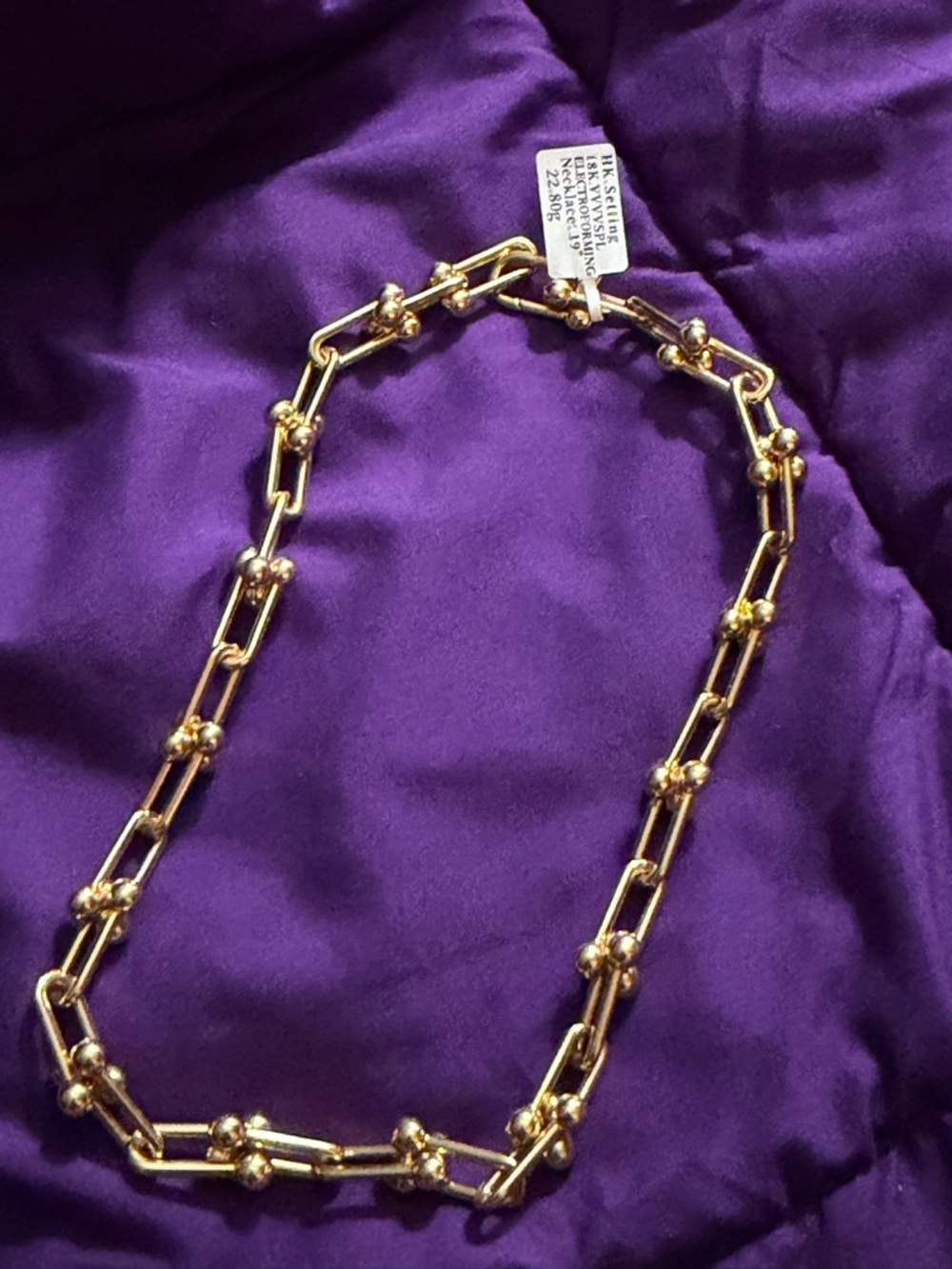 18k SOLID GOLD hardware style necklace - Picture 5 of 5